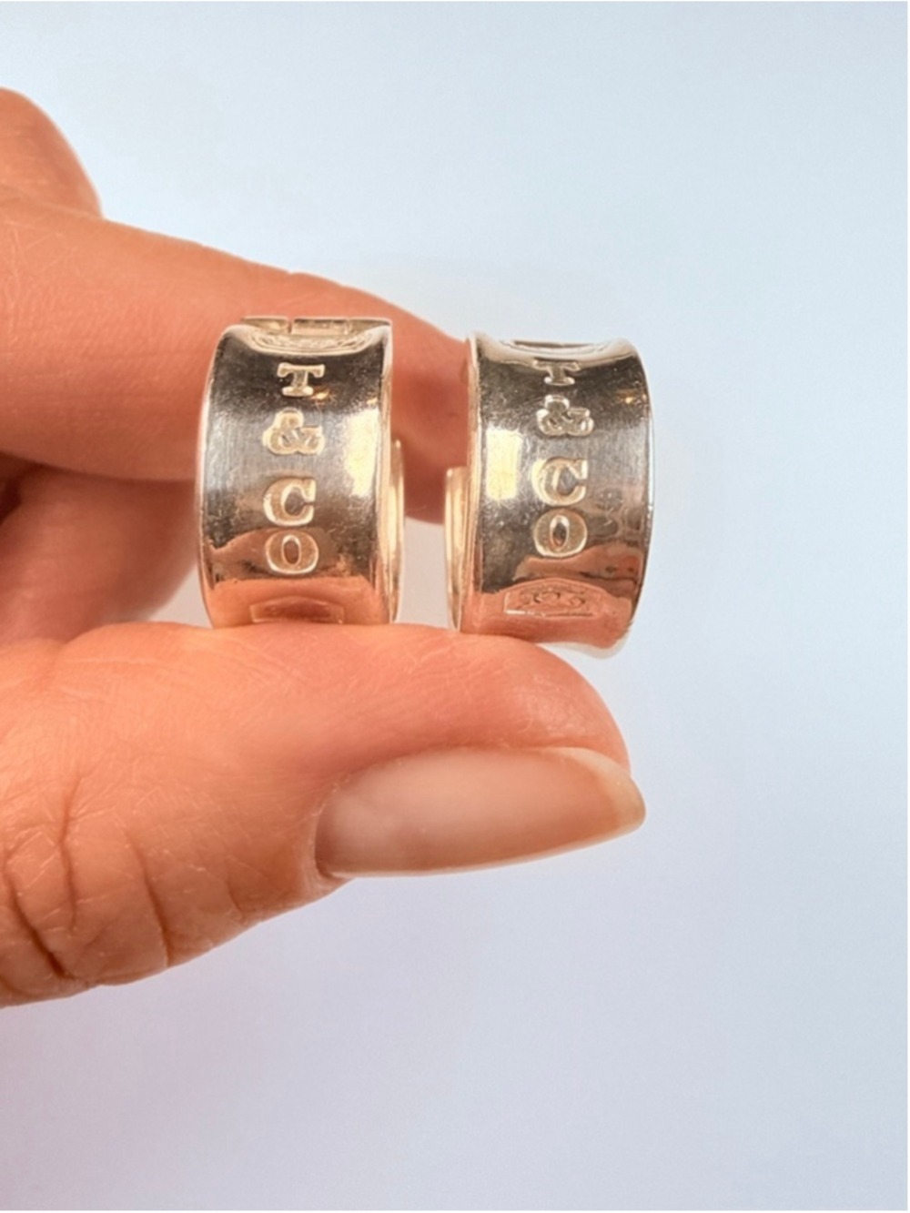 Tiffany & Co. 1837 Wide Huggie Hoop 925 Sterling Silver Earrings - Picture 5 of 12